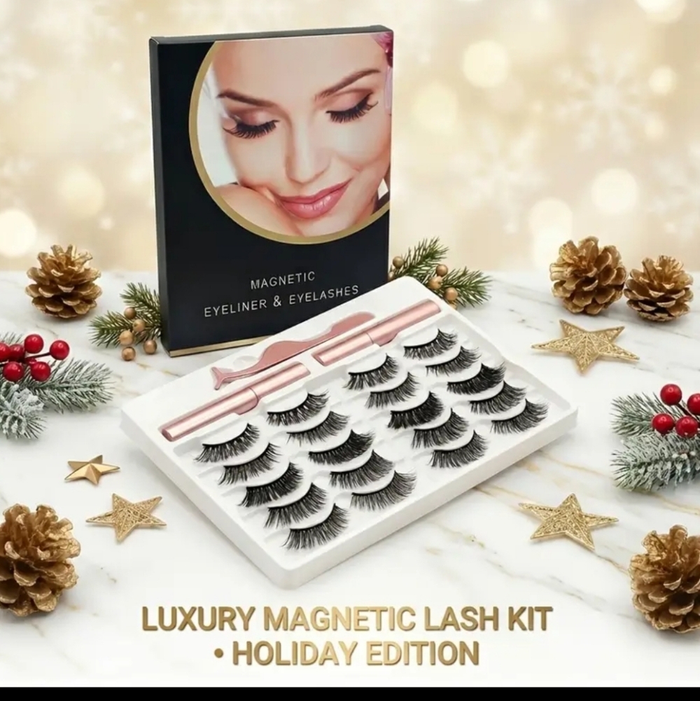 Luxury Magnetic Lash Kit - 5 Pair Eyelashes & 2 Eyeliners- Holiday Edition